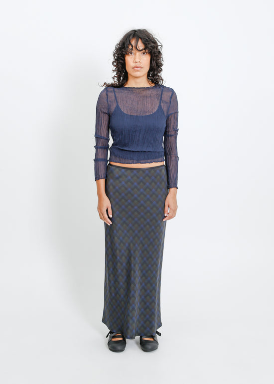 Lorine Skirt / Indigo Wine Check