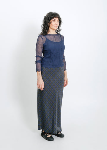 Lorine Skirt / Indigo Wine Check
