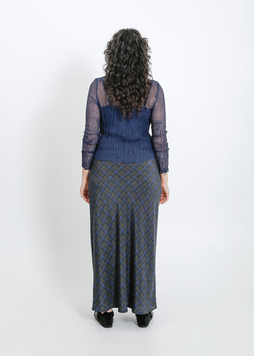 Lorine Skirt / Indigo Wine Check