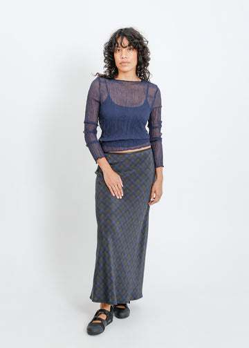 Lorine Skirt / Indigo Wine Check