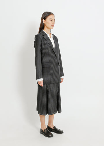 CARUSO BLAZER / BLACK-WHITE PINSTRIPE