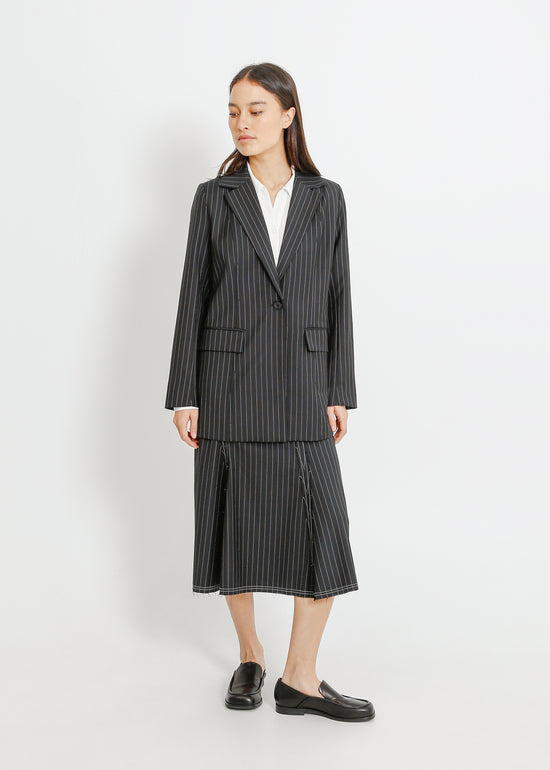 CARUSO BLAZER / BLACK-WHITE PINSTRIPE