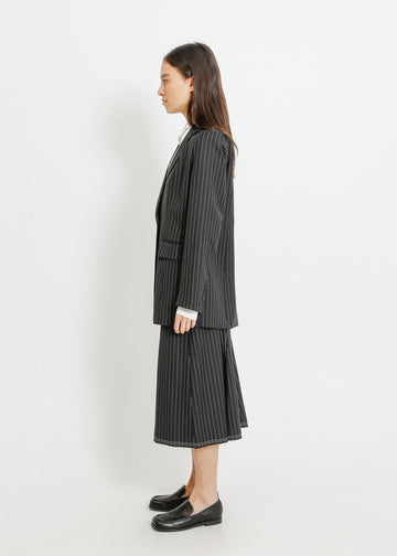 CARUSO BLAZER / BLACK-WHITE PINSTRIPE
