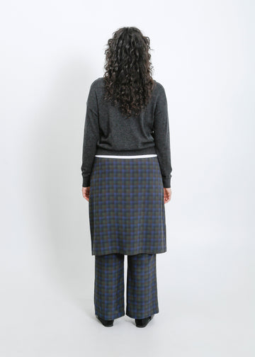 Sloane Pant Skirt / Indigo Wine Check