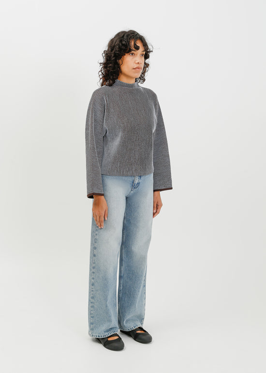 Bonnie Knit Sweat / Pale Blue-Espresso