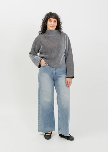 Bonnie Knit Sweat / Pale Blue-Espresso