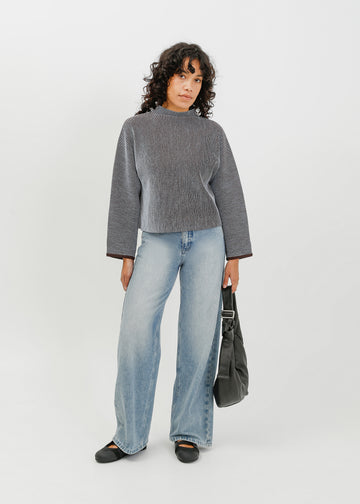 Bonnie Knit Sweat / Pale Blue-Espresso
