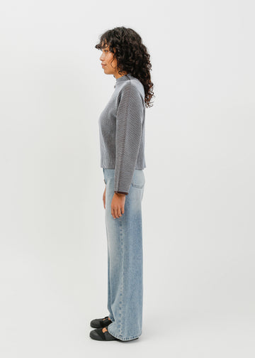 Bonnie Knit Sweat / Pale Blue-Espresso