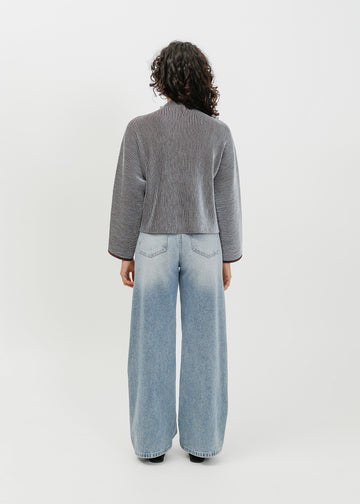 Bonnie Knit Sweat / Pale Blue-Espresso