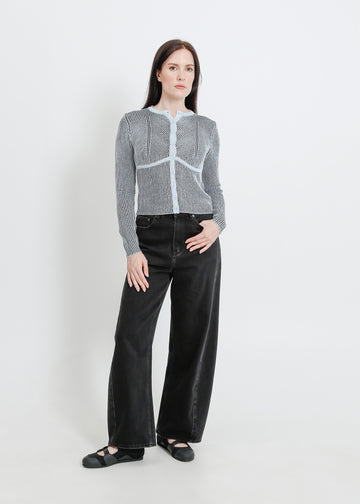 OTIS KNIT CARDI / BLUE-BLACK