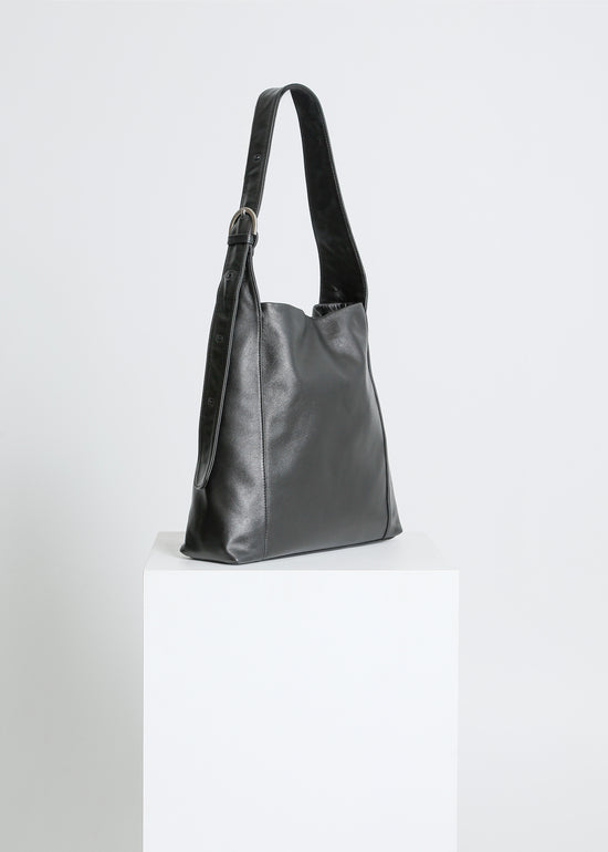 JUNO LEATHER TOTE / BLACK