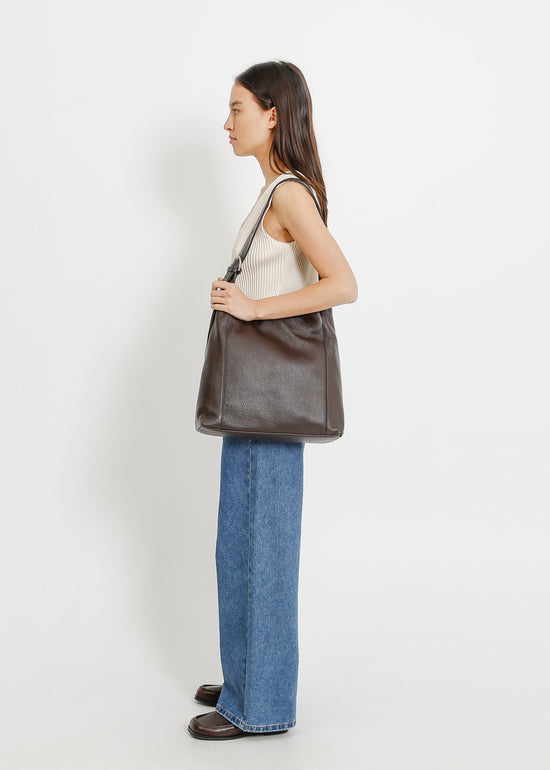 JUNO LEATHER TOTE / MAHOGANY