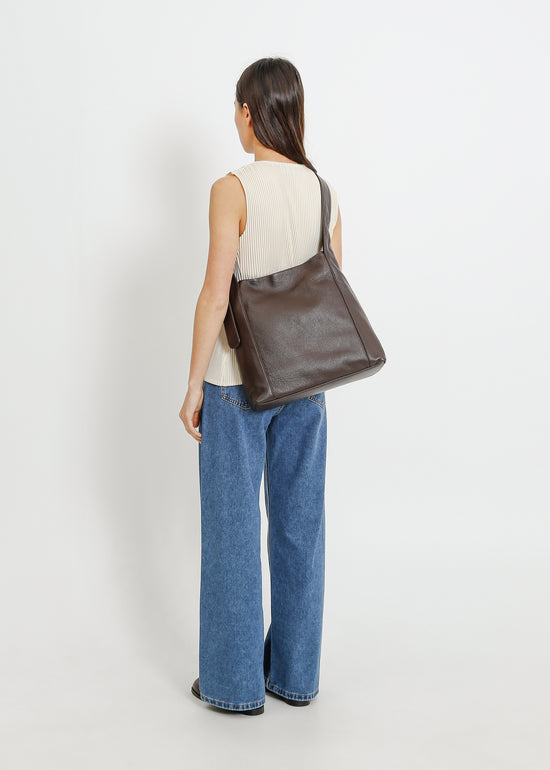 JUNO LEATHER TOTE / MAHOGANY