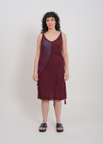 Odette Dress / Burnt Maroon-Blue