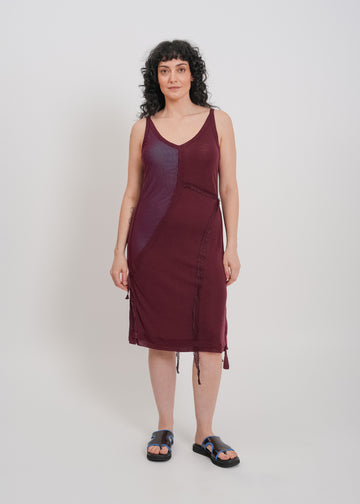 Odette Dress / Burnt Maroon-Blue