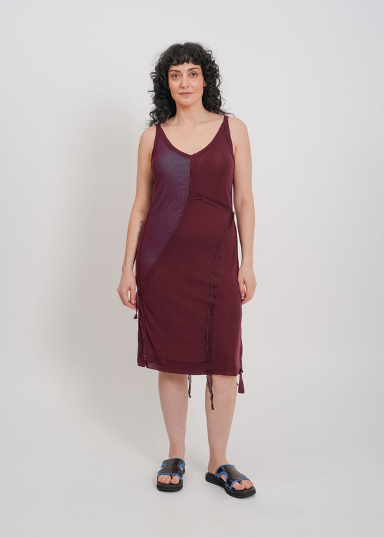 Odette Dress / Burnt Maroon-Blue
