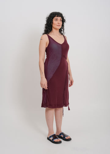 Odette Dress / Burnt Maroon-Blue