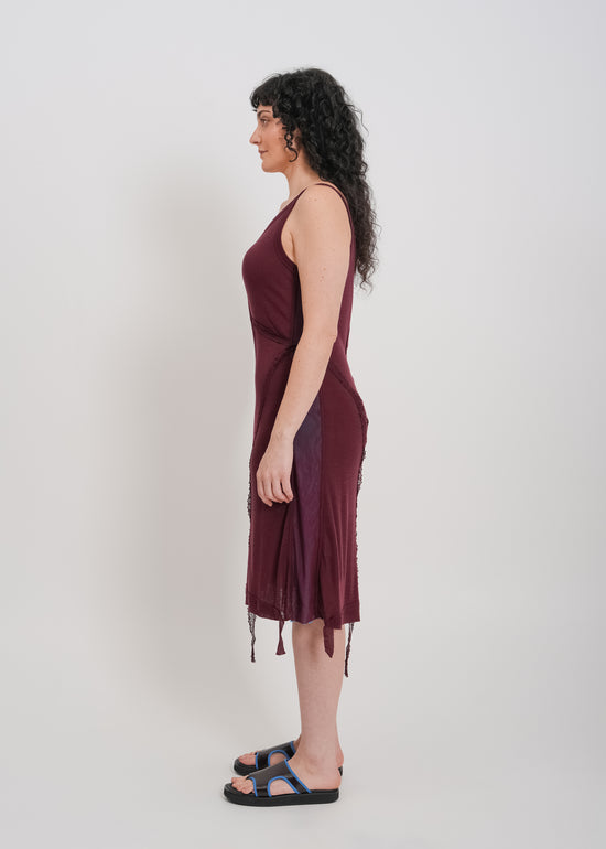 Odette Dress / Burnt Maroon-Blue