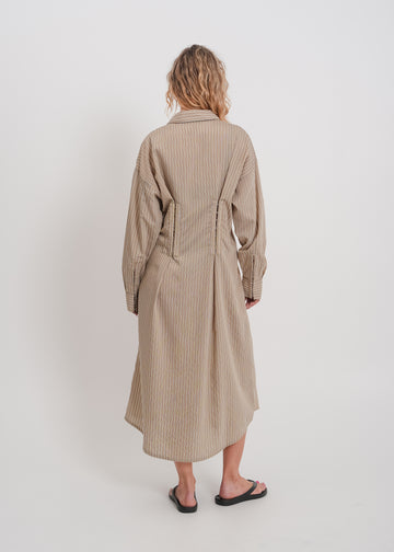 Verity Shirt Dress / Mocha-Yellow-White-Black
