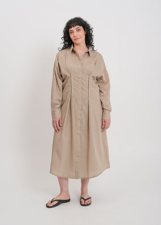 Verity Shirt Dress / Mocha-Yellow-White-Black
