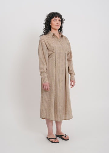 Verity Shirt Dress / Mocha-Yellow-White-Black