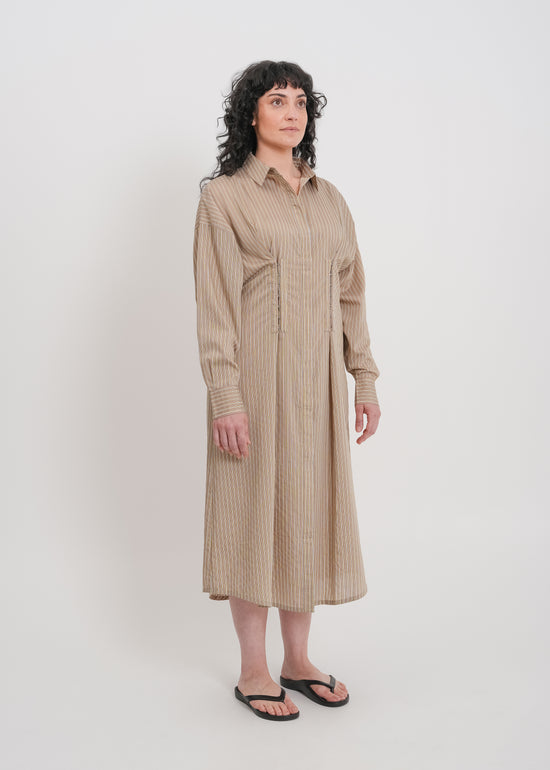 Verity Shirt Dress / Mocha-Yellow-White-Black