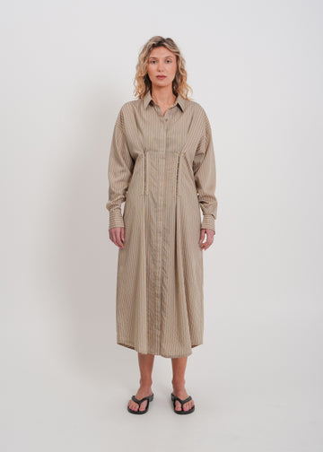 Verity Shirt Dress / Mocha-Yellow-White-Black