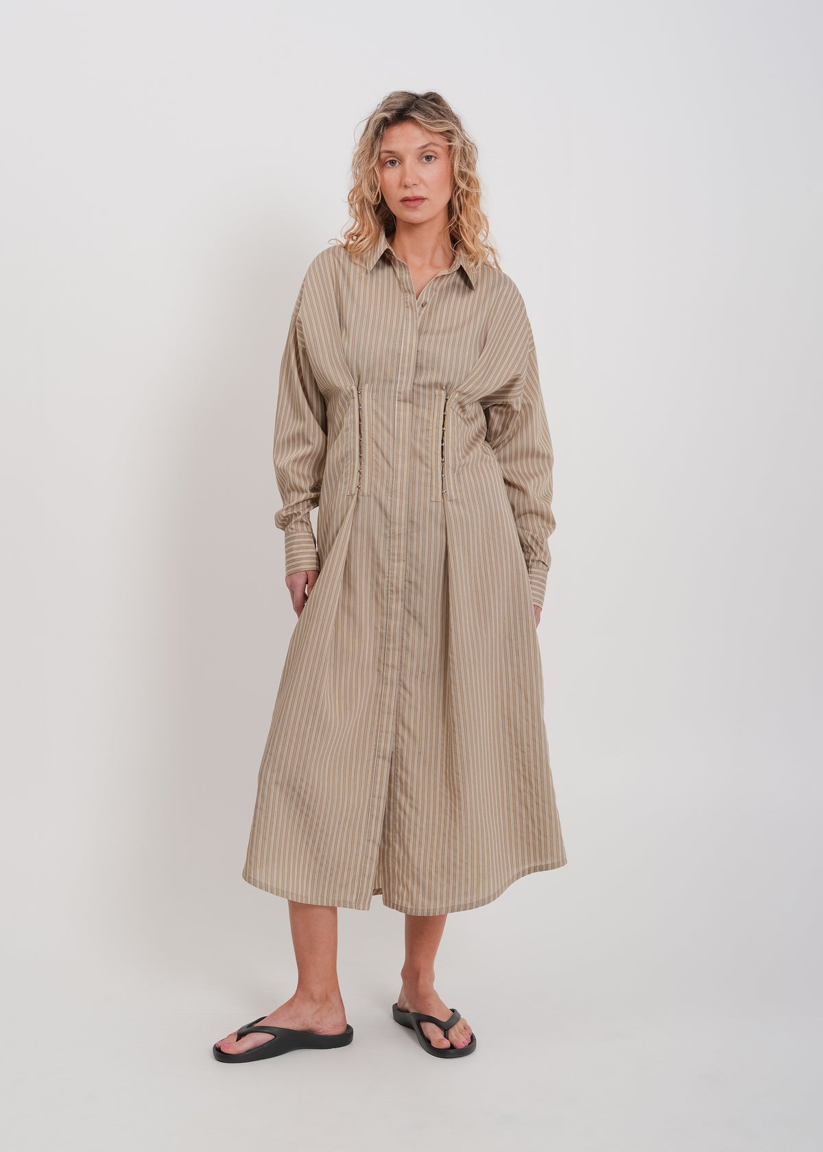 Verity Shirt Dress / Mocha-Yellow-White-Black - 
Mocha Yellow White Black (image 1)