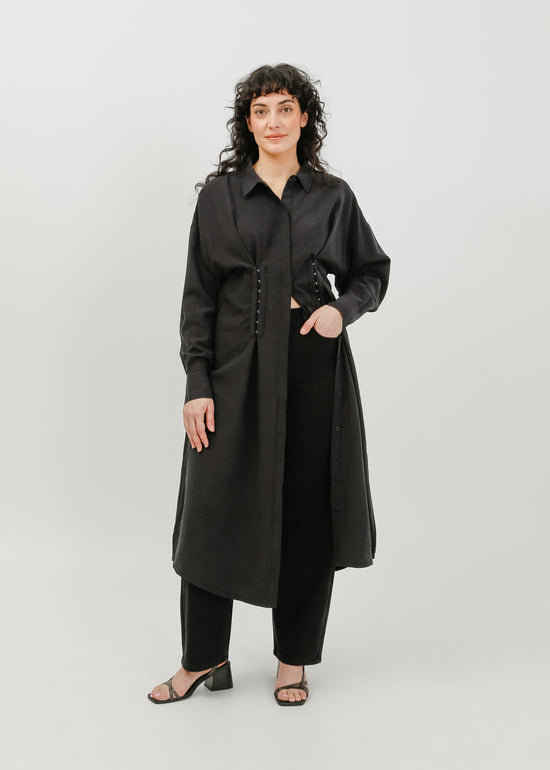 Verity Shirt Dress / Black