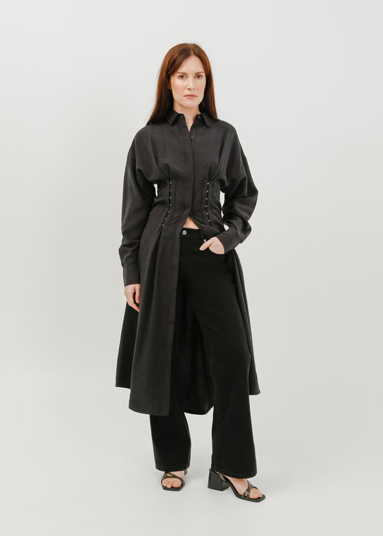 Verity Shirt Dress / Black