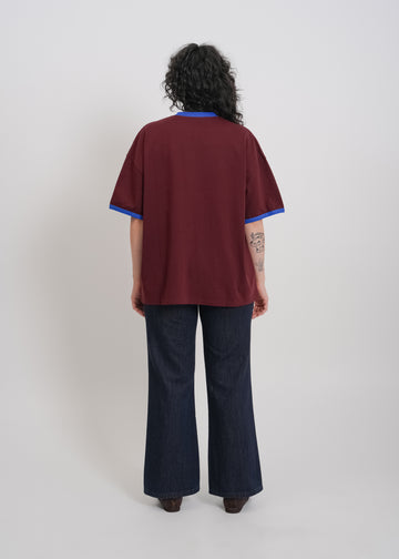 Maxwell Tee / Burnt Maroon-Blue