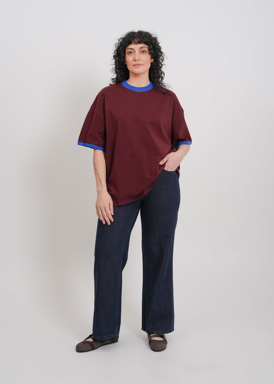 Maxwell Tee / Burnt Maroon-Blue