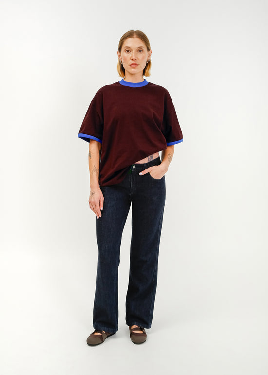Maxwell Tee / Burnt Maroon-Blue