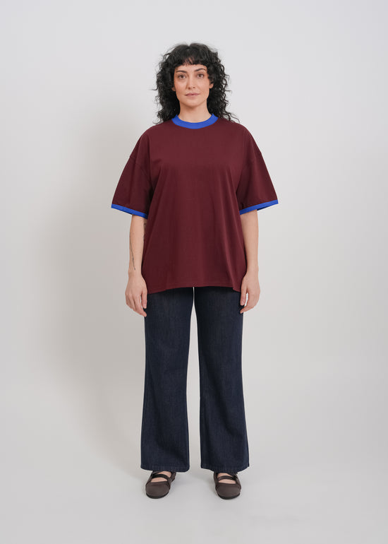 Maxwell Tee / Burnt Maroon-Blue