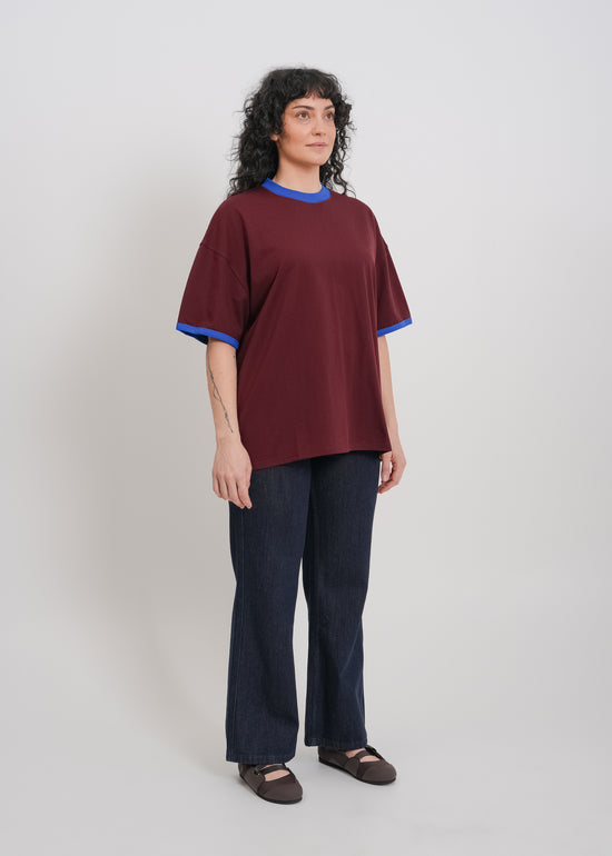 Maxwell Tee / Burnt Maroon-Blue