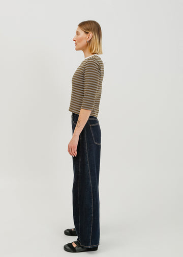 Gwyneth 3/4 Sleeve Tee / Khaki-White