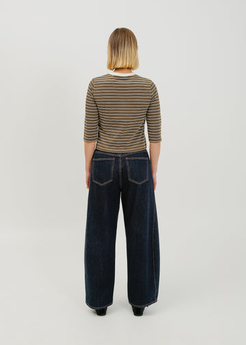 Gwyneth 3/4 Sleeve Tee / Khaki-White