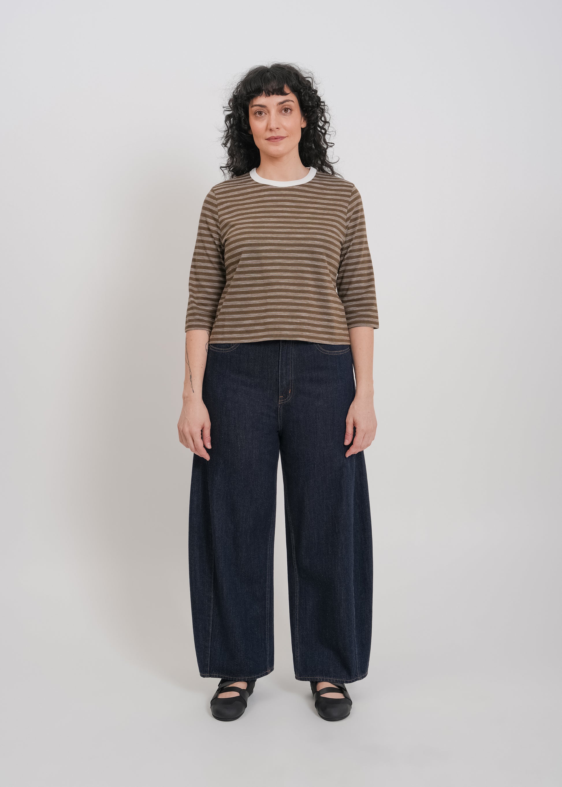Gwyneth 3/4 Sleeve Tee / Khaki-White - 
Khaki White (image 6)