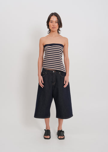 Amber Strapless Top / Beige-Navy