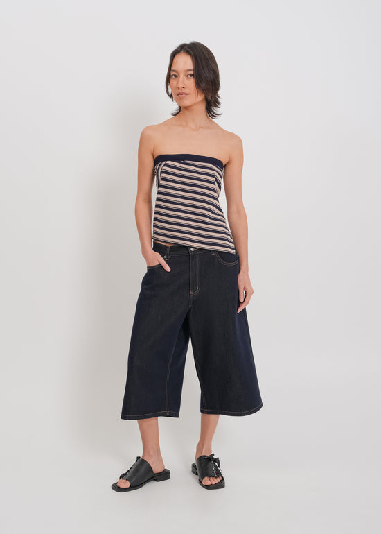 Amber Strapless Top / Beige-Navy