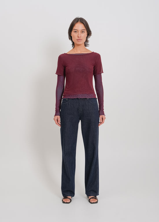 Alani Top / Burnt Maroon-Blue