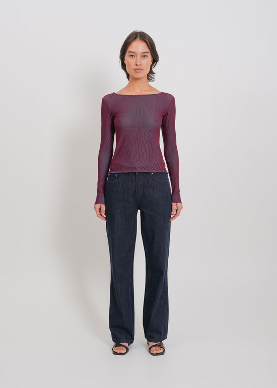 Alani Top / Burnt Maroon-Blue