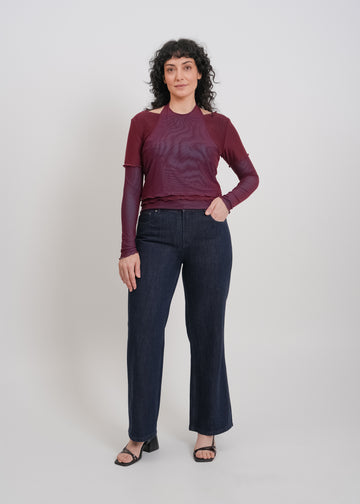 Alani Top / Burnt Maroon-Blue