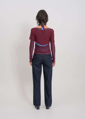 Alani Top / Burnt Maroon-Blue