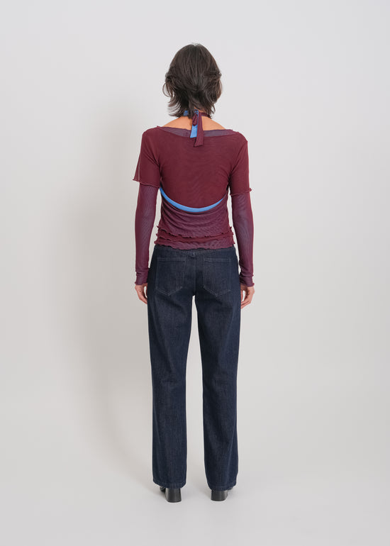Alani Top / Burnt Maroon-Blue