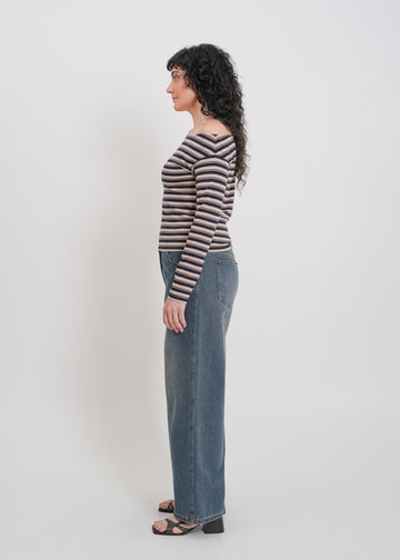 Genevieve Top / Beige-Navy