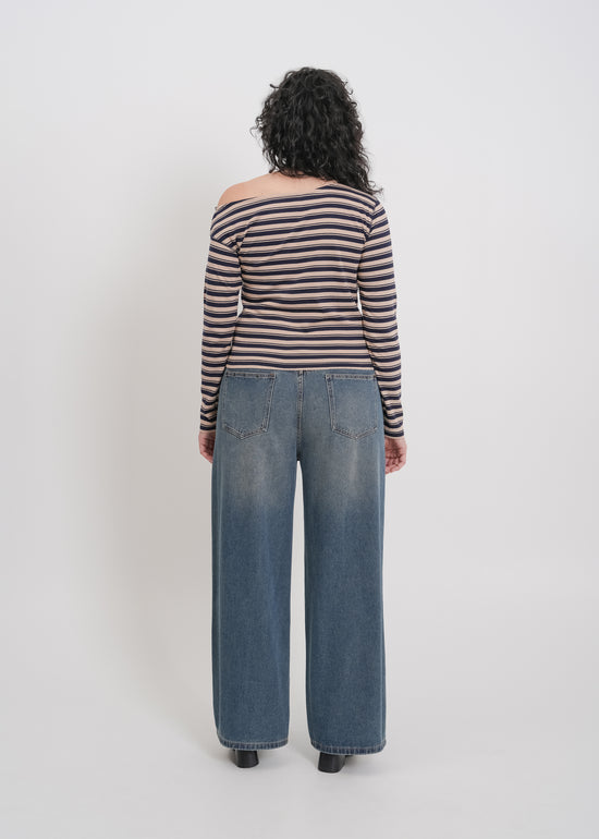 Genevieve Top / Beige-Navy