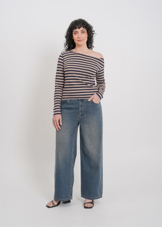 Genevieve Top / Beige-Navy