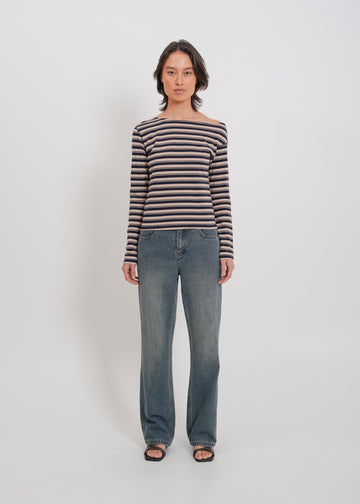 Genevieve Top / Beige-Navy