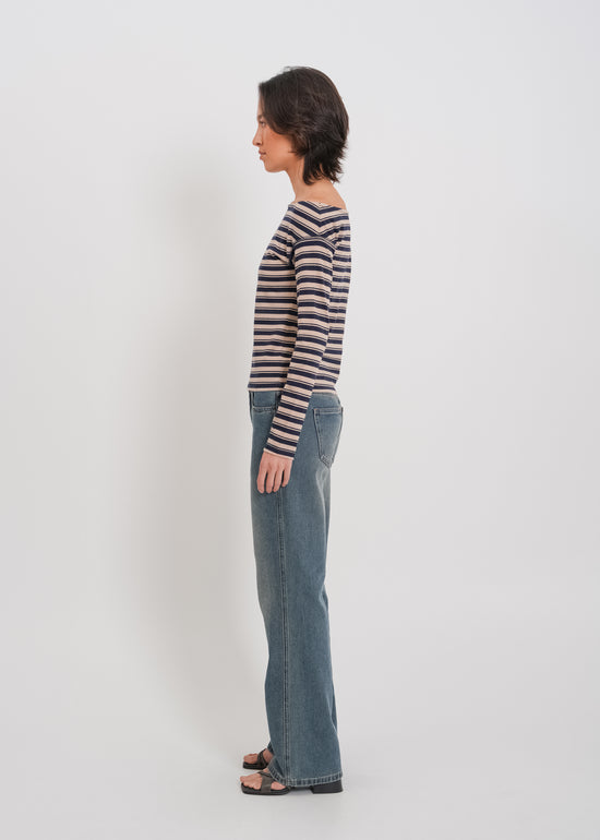 Genevieve Top / Beige-Navy